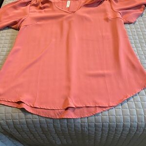 Zenana Outfitters Coral V-Neck Blouse